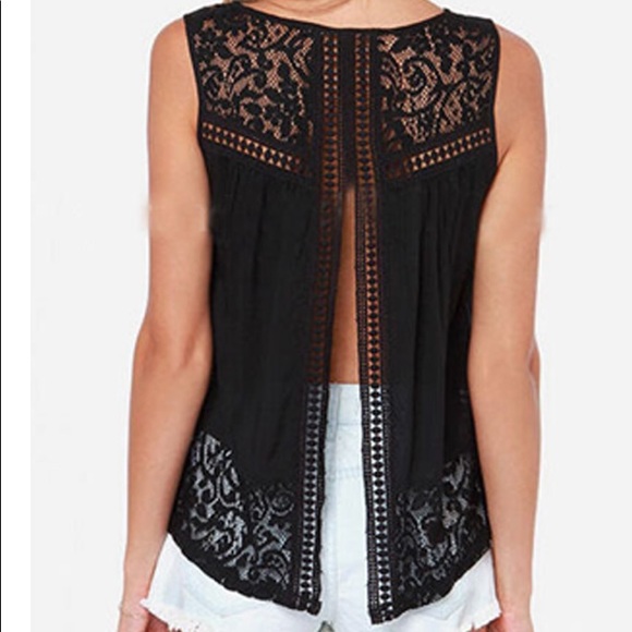 NWT Black Lace Tank Top Boho Chic Classy - Picture 3 of 4